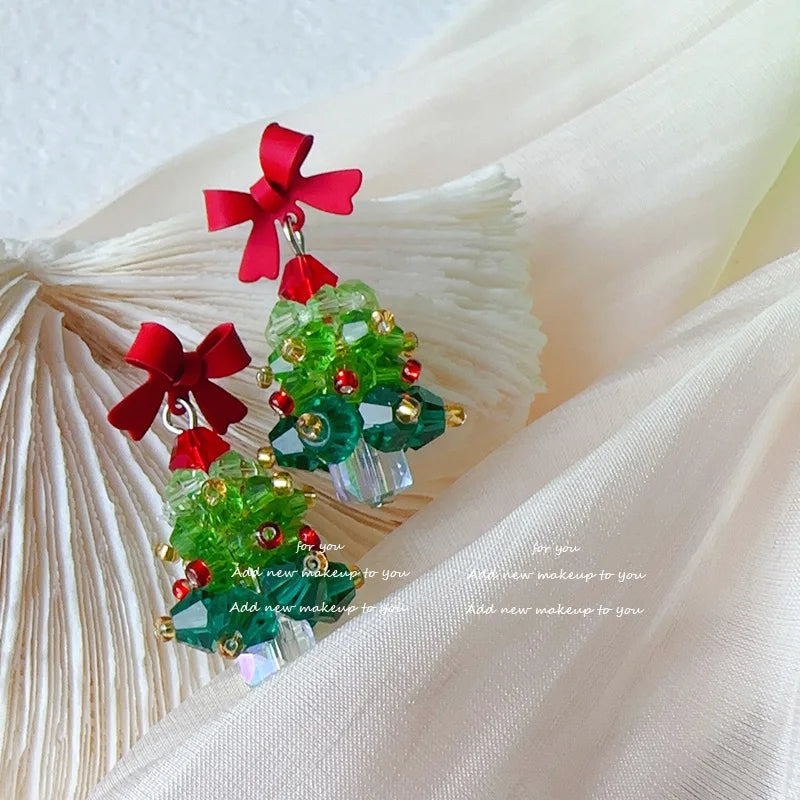 Christmas Tree Earrings Red and Green